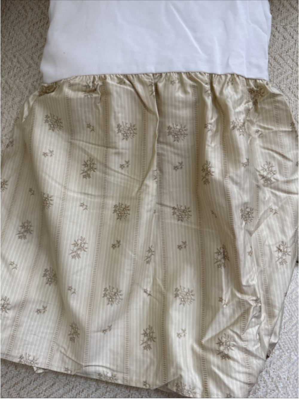 Ralph Lauren Villandry Floral Stripe Cream King Size Bed Skirt NEW Vintage Stock
